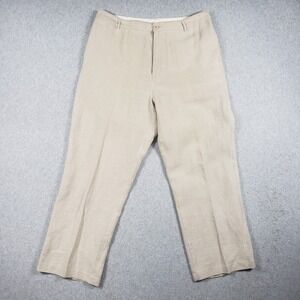 Gap 100% Linen Pants 16 Beige Straight Leg Coastal‎ Beachy Minimalist Trouser